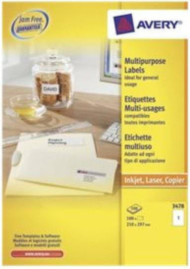 Avery Etichete autoadezive A4 Dreptunghiulare 210x297mm