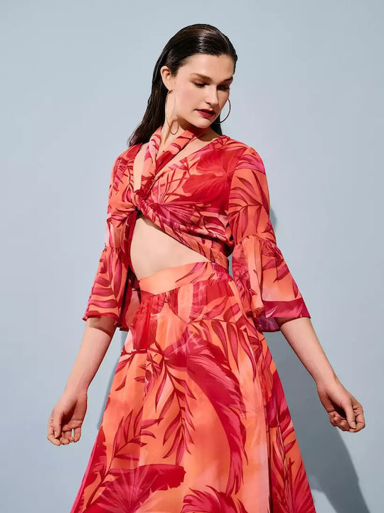 Ψηλόμεση Maxi Φούστα Floral Τροπικό