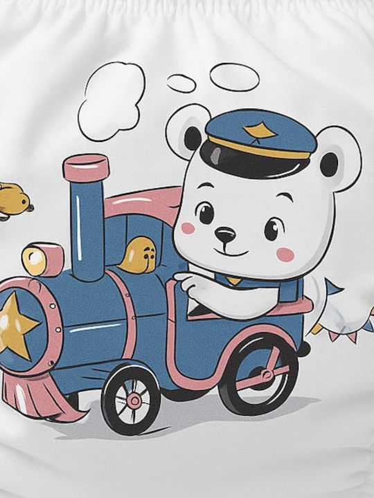 Poopes Bear In Train Παιδικό Βρακάκι Λευκό