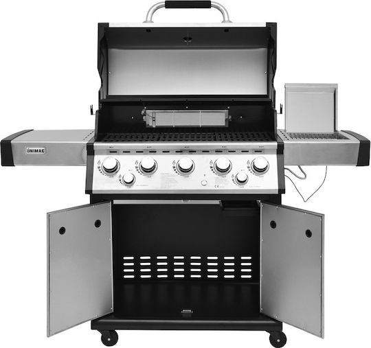Unimac Premium Gasgrill Gusseisen Rost 80cmx46cmcm mit 5 cm 17.5kW und Seitenbrenner Infrarot