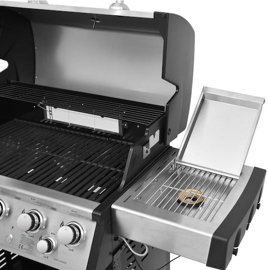 Unimac Premium Gasgrill Gusseisen Rost 80cmx46cmcm mit 5 cm 17.5kW und Seitenbrenner Infrarot