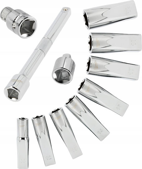 Milwaukee 12-piece Socket Set 3/8 Inch Drive Long Hexagonal Profile Fabric Case