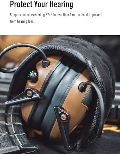 Opsmen M300A-BK Electronic Earmuffs with Band