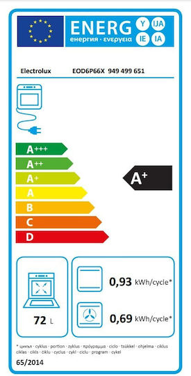 Electrolux Φούρνος άνω Πάγκου 72lt Π59.6εκ. Μαύρος