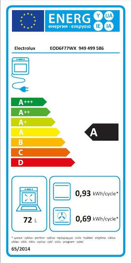 Electrolux Φούρνος άνω Πάγκου 72lt Π56εκ. Μαύρος