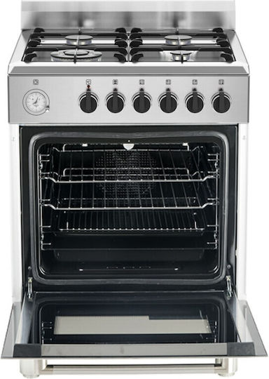 La Germania PRM66 40E X T GN Cooker 56lt with Natural Gas Hobs W60cm. Inox