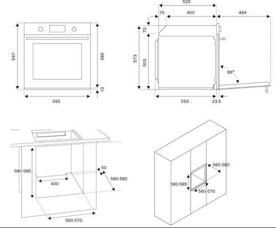 Bertazzoni F60 11 MOD V T C Φούρνος άνω Πάγκου 76lt Π59.5εκ. Καφέ