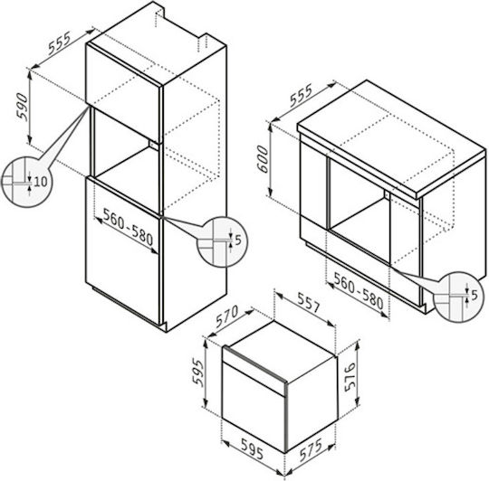 Pyramis PO78031008PBL Cuptor Deasupra Blatului 78lt L59.5cm.
