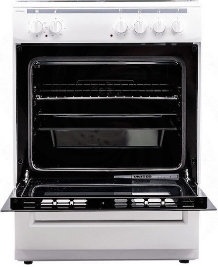 United Aragaz 69lt cu Plite Emailate L60cm. White
