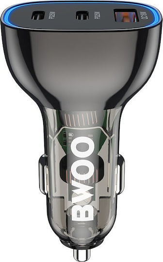 BWOO Încărcător Auto 68W Încărcare Rapidă cu Porturi: 1xUSB 2xType-C Negru Culoare