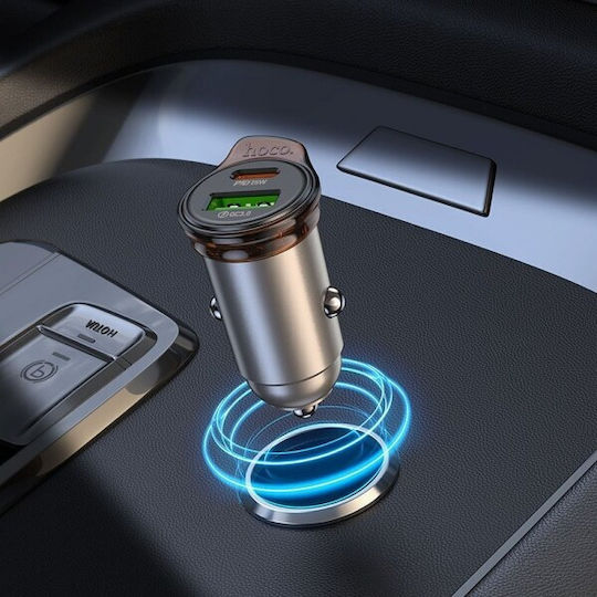 Hoco Handy-Autoladegerät 43W 3A Schnellladen mit einer Buchse 1xUSB-A Graue Farbe