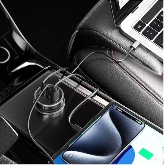 4Smarts Φορτιστής Αυτοκινήτου 160W με Θύρες: 1xUSB 2xType-C Μαύρος