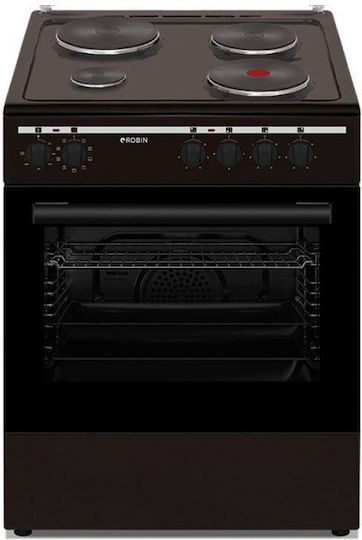 Robin Κουζίνα 60lt με Εμαγιέ Εστίες Π60εκ. Καφέ