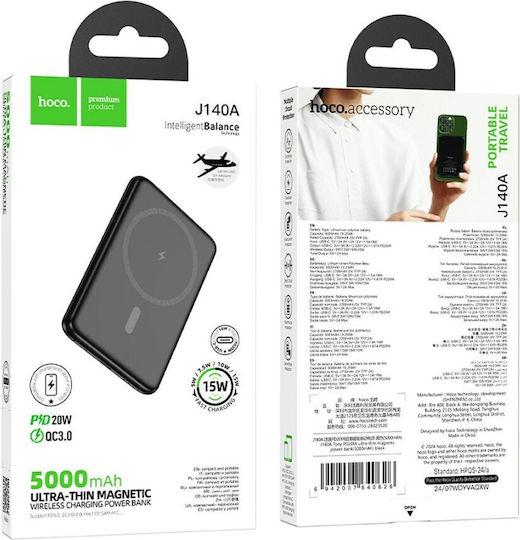 Hoco J140A Power Bank MagSafe 5000mAh 20W Power Delivery Negru