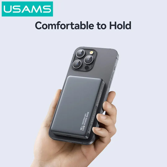 Usams CY Series CD242 MagSafe Power Bank 10000mAh 20W με Θύρα USB-C Titanium