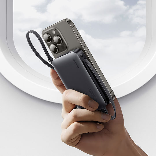 Usams XR Series CD228 Външна Батерия 10000mAh 20W с USB-A Изходен Порт и USB-C Изходен Порт Power Delivery / Бързо Зареждане Сива