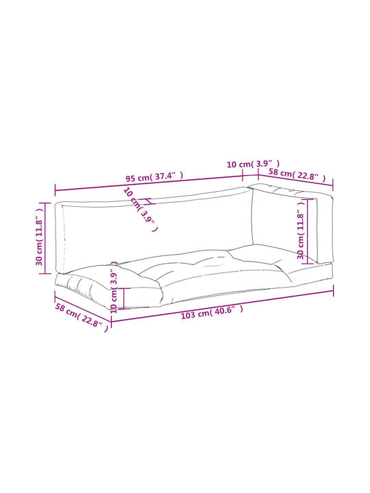 vidaXL Waterproof Sofa Cushion Palette with Backrest Pink 3 Pieces