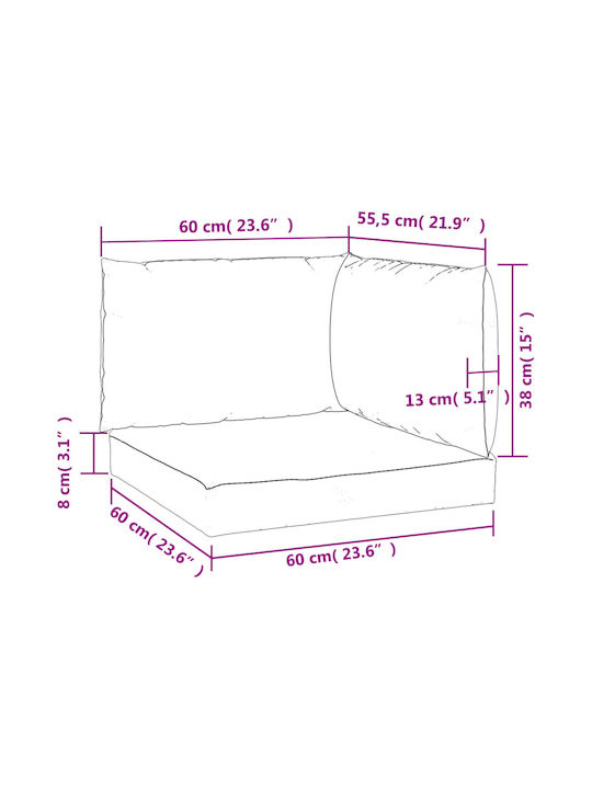 vidaXL Waterproof Sofa Cushion Palette with Backrest Green 3 Pieces