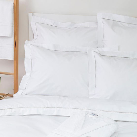 Borea 144TC Hotel Sheet White Single 160x240cm Cotton & Polyester 6pcs