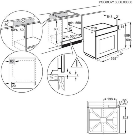 AEG Φούρνος άνω Πάγκου 72lt Π56εκ. Inox