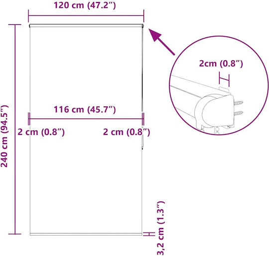 Vidaxl Duschvorhang Rollkassette 120x240 cm Stoffbreite 116 cm Mehrfarbig