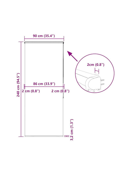 Vidaxl Duschvorhang Rollkassette 90x240 cm Stoffbreite 86 cm Mehrfarbig