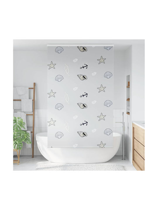 Vidaxl Perdea de Duș cu Casetă Rulou 140x240 cm Lățime Material 136 cm Multicolorată