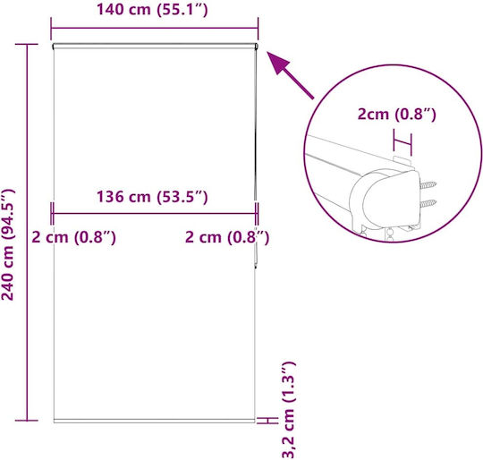 Vidaxl Κουρτίνα Μπάνιου Ρολό Κασέτα 140x240εκ Πλάτος Υφάσματος 136εκ Πολύχρωμο