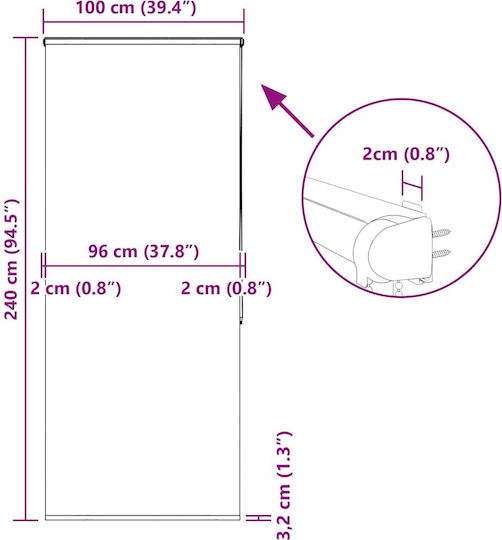 Vidaxl Κουρτίνα Μπάνιου Ρολό Κασέτα 100x240εκ Πλάτος Υφάσματος 96εκ Πολύχρωμο