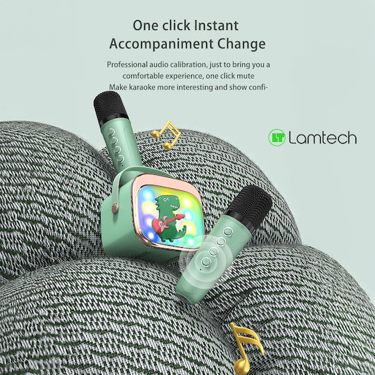 Lamtech Ηχείο Karaoke με Ασύρματο Μικρόφωνο και Εφέ Φωτισμού LAM980213 Πράσινο