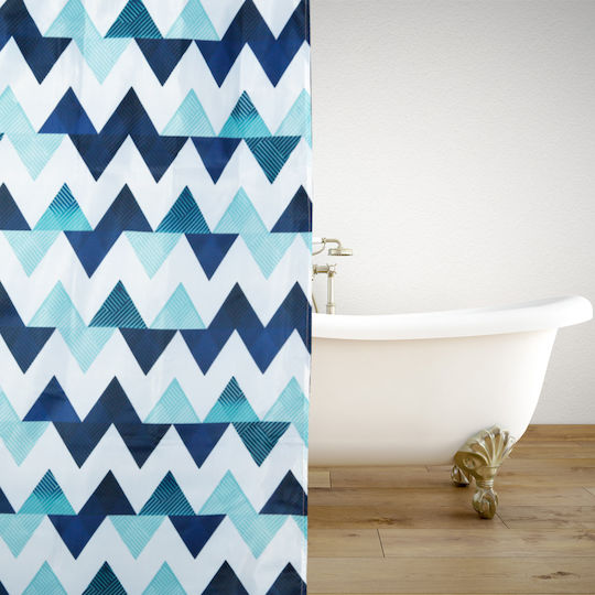 San Lorentzo Flak Fabric Shower Curtain 180x180cm Blue