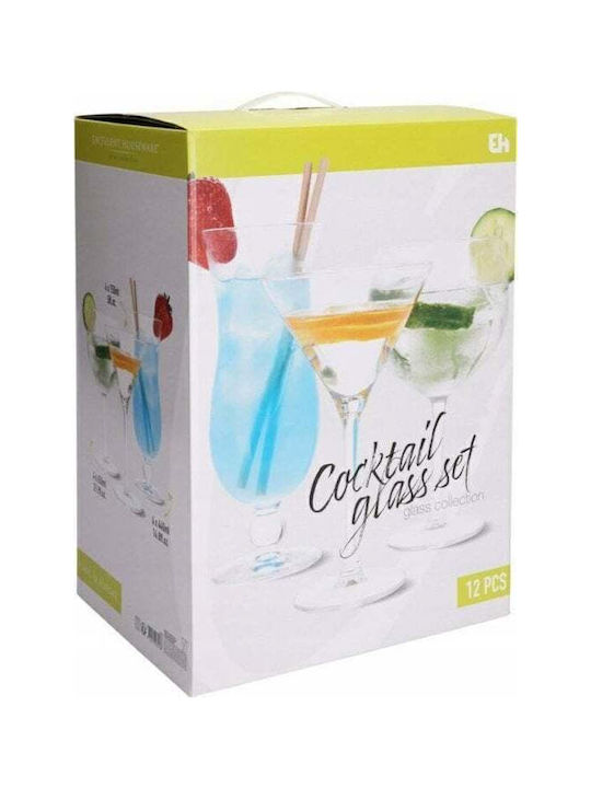 Excellent Houseware Set of Glasses Water / Cocktail/Drinking made of Glass Stemmed 12pcs