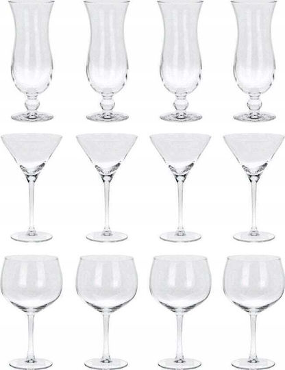 Excellent Houseware Set of Glasses Water / Cocktail/Drinking made of Glass Stemmed 12pcs