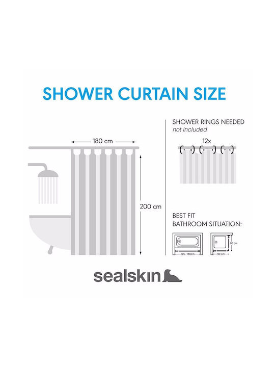 Sealskin Shower Curtain 180x200cm Off-White