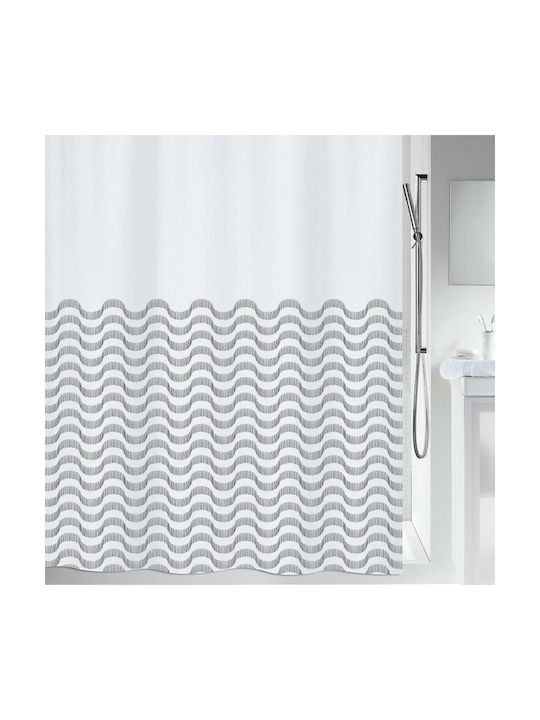 Spirella Vagues Shower Curtain Fabric 180x200cm Gray