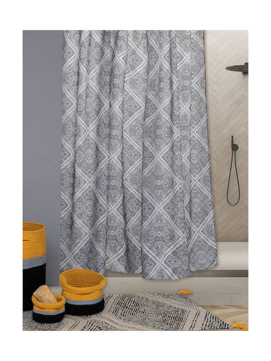 Palamaiki Tiles Κουρτίνα Μπάνιου Υφασμάτινη 180x180 cm Γκρι