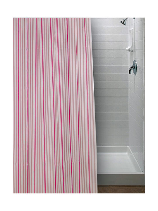Palamaiki Stripes Κουρτίνα Μπάνιου 180x200cm Ροζ - red