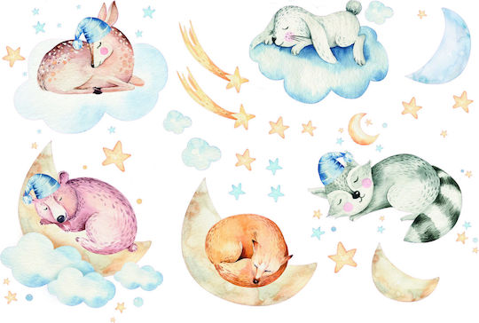 Παιδικό Διακοσμητικό Αυτοκόλλητο Τοίχου Sleepy Animals