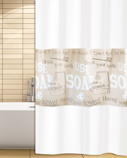 San Lorentzo Soap Κουρτίνα Μπάνιου Υφασμάτινη 180x200 cm Μπεζ