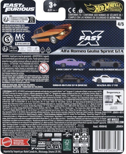 Hot Wheels Премиум Fast & Furious Количка Alfa Romeo Giulia Sprint GTA 1:64 за 3+ години