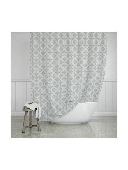 Estia Flower Life Shower Curtain Fabric 180x200cm Grey