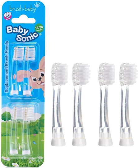 Brush Baby Brush Baby Ersatzköpfe Für Elektrische Zahnbürsten 4 Stück Für Alter 18 Monate+