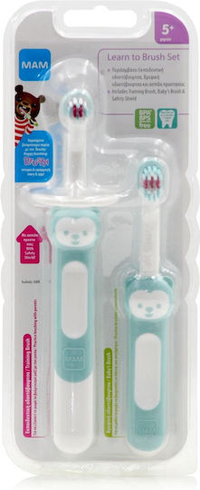 Mam Learn to Brush Set Σετ Βρεφικές Οδοντόβουρτσες για 5m+ 2τμχ Τιρκουάζ