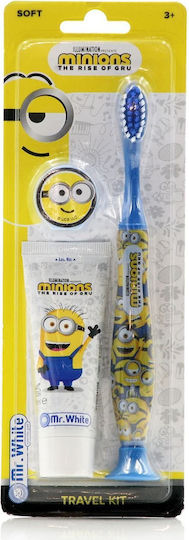 Ino Plus Minions Travel Kit (toothbrush & Toothpaste) Παιδική Οδοντόβουρτσα για 3+ Χρονών Γαλάζια