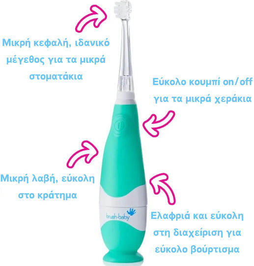Brush Baby Babysonic Children's Electric Toothbrush with Chronograph for 0m+ Pink with Replacement Heads