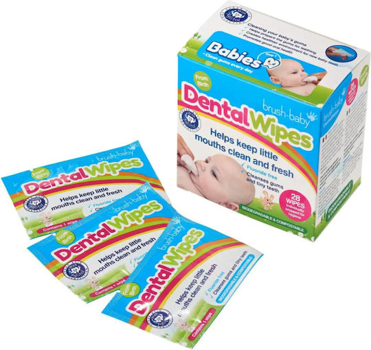 Brush Baby Șervețele Dentare Set Periuțe de Dinți pentru Bebeluși de Deget pentru 0m+ 28 Bucăți Albe