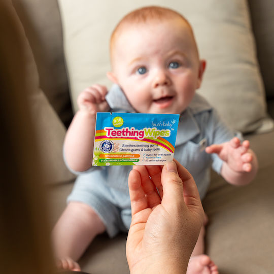 Brush Baby Șervețele Dentare Set Periuțe de Dinți pentru Bebeluși de Deget pentru 0m+ 28 Bucăți Albe