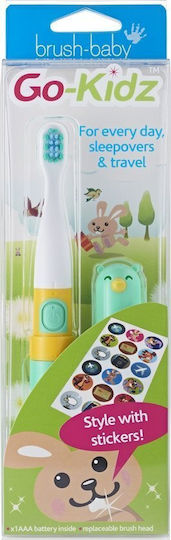 Brush Baby Go Kidz Children's Electric Toothbrush with Chronograph for 3+ Years Green with Travel Case