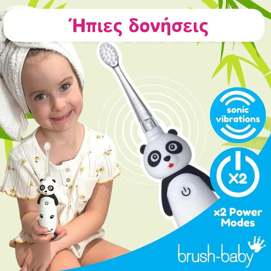 Brush Baby Wildones Children's Electric Toothbrush with Chronograph for 0m+ Panda with Replacement Heads