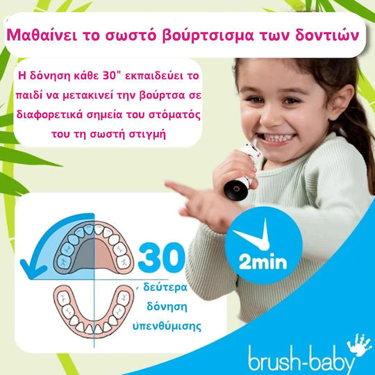 Brush Baby Wildones Children's Electric Toothbrush with Chronograph for 0m+ Panda with Replacement Heads